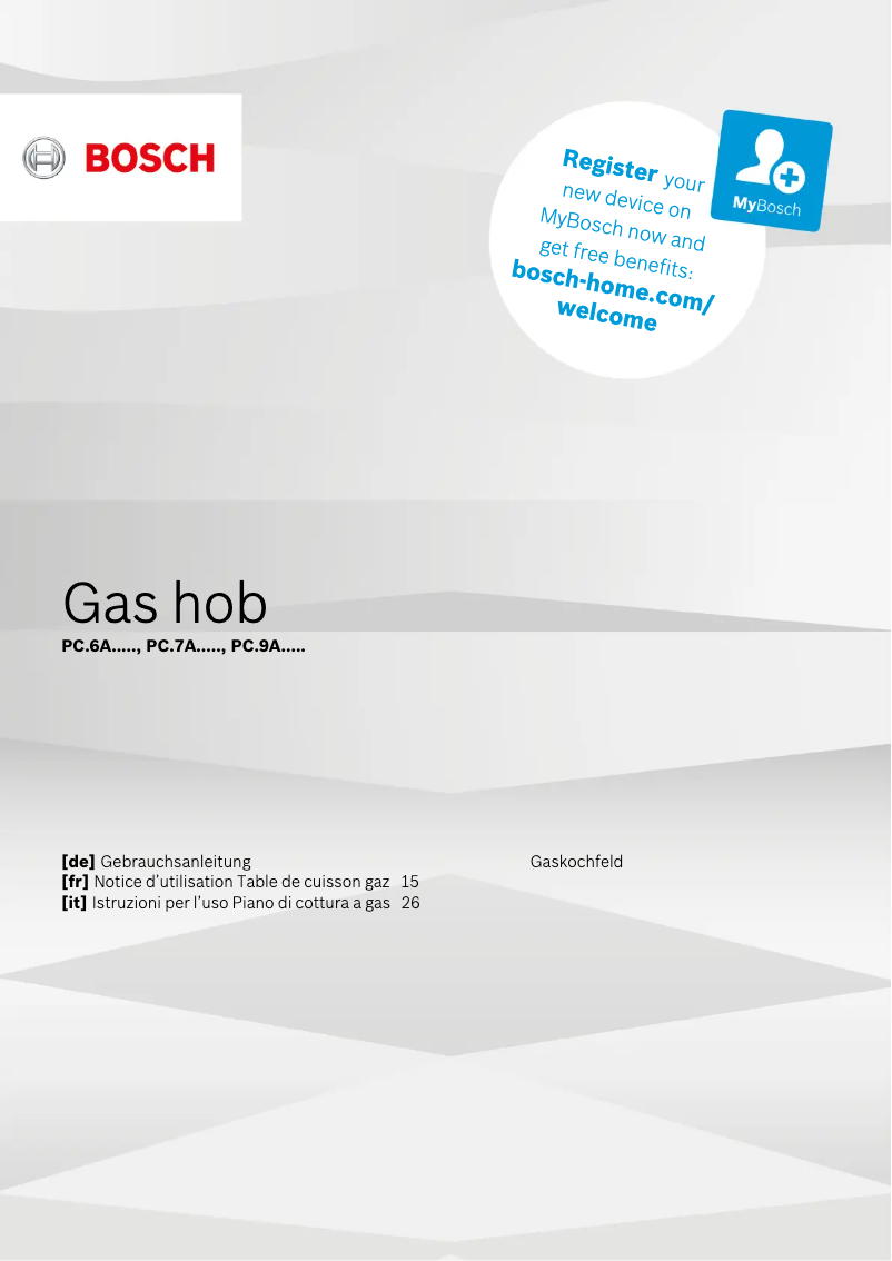 Page 1 de la notice Manuel utilisateur Bosch PCT9A5C90N