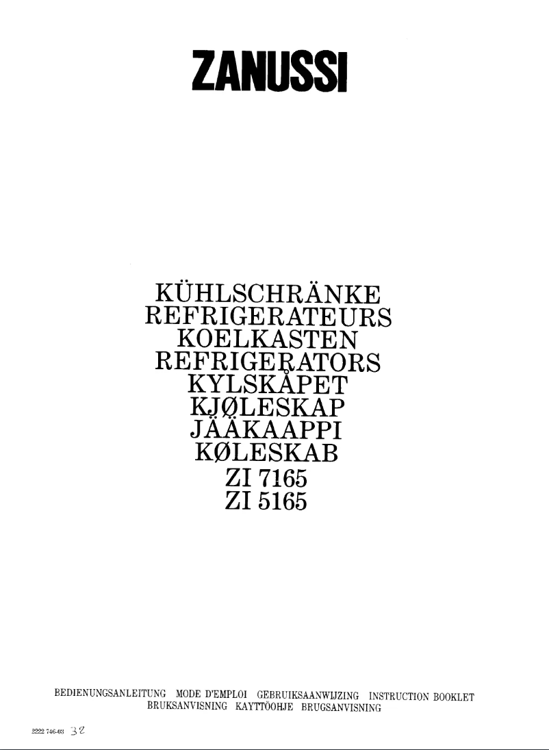 Page 1 de la notice Manuel utilisateur Zanussi ZI 7165