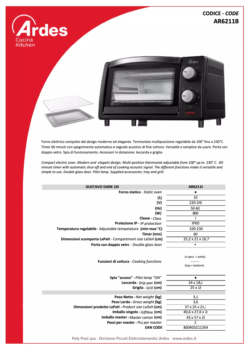 Page n°1 - Fiche technique Ardes AR6211B