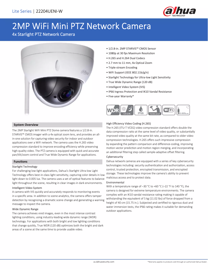 Page n°1 - Fiche technique Dahua Technology 22204UENI-W