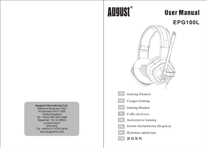Page 1 de la notice Manuel utilisateur August EPG100