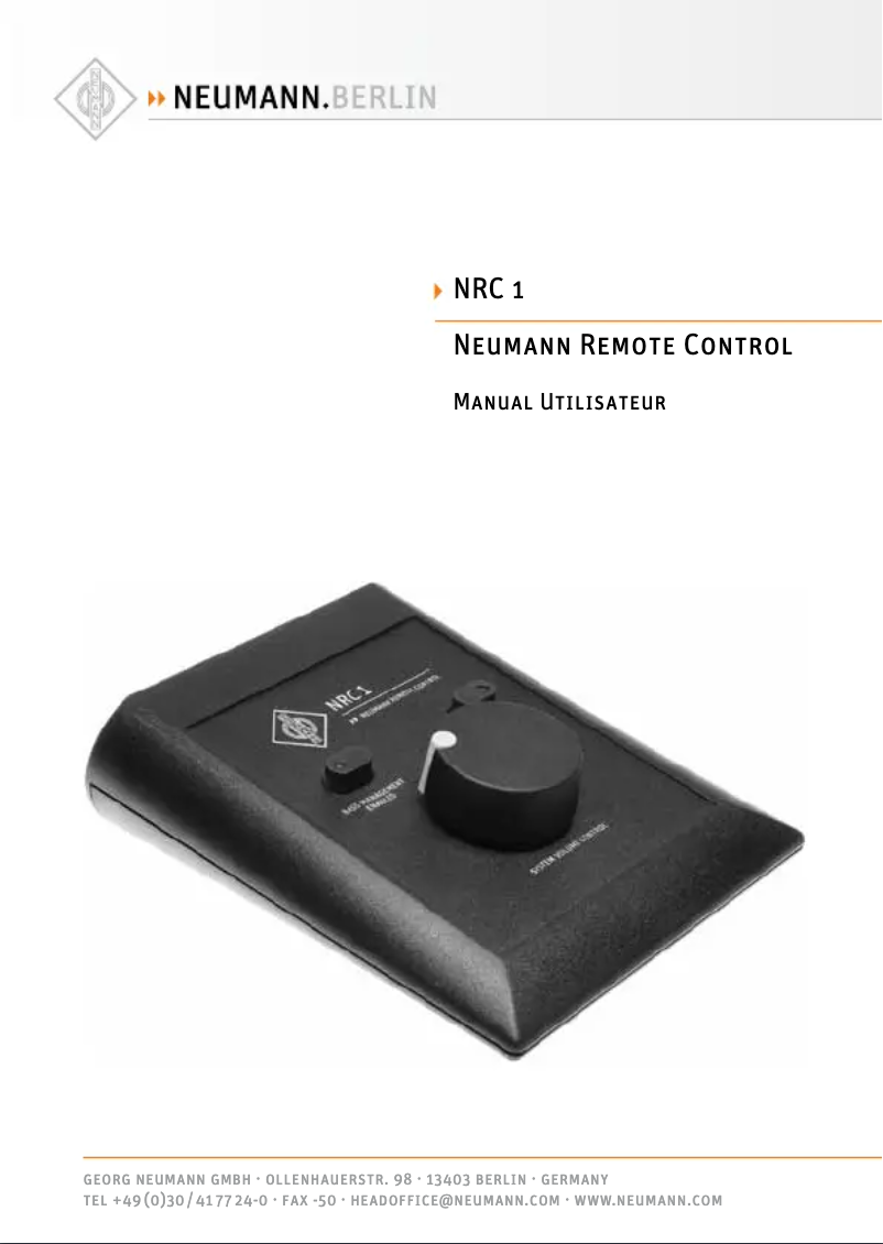 Page n°1 - Manuel utilisateur Neumann NRC 1