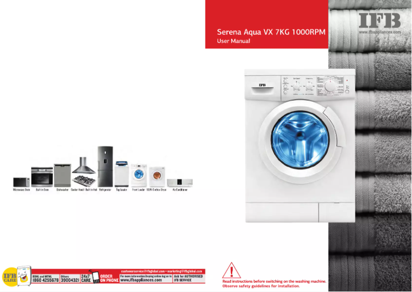 Page 1 de la notice Manuel utilisateur IFB Serena Aqua VX