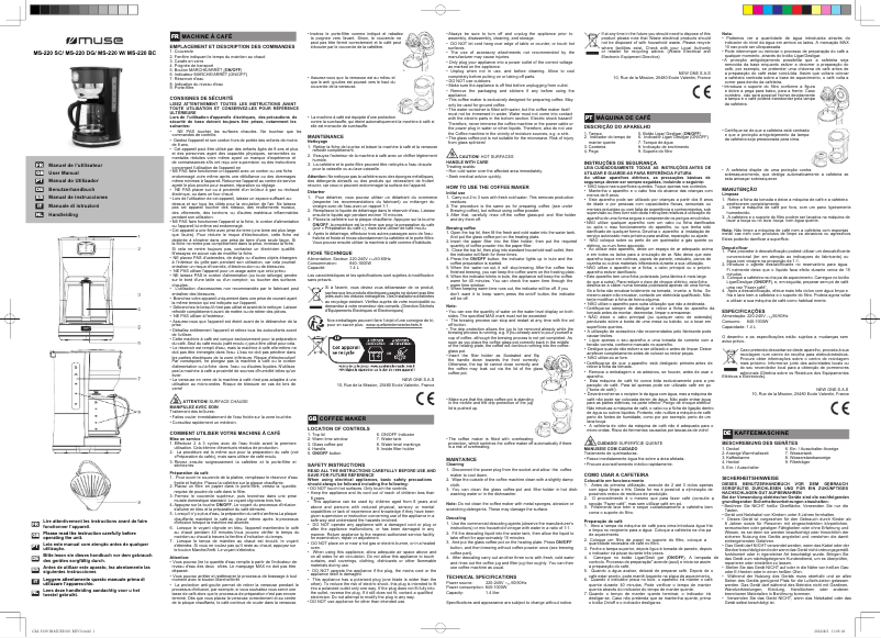Page 1 de la notice Manuel utilisateur Muse MS-220 W