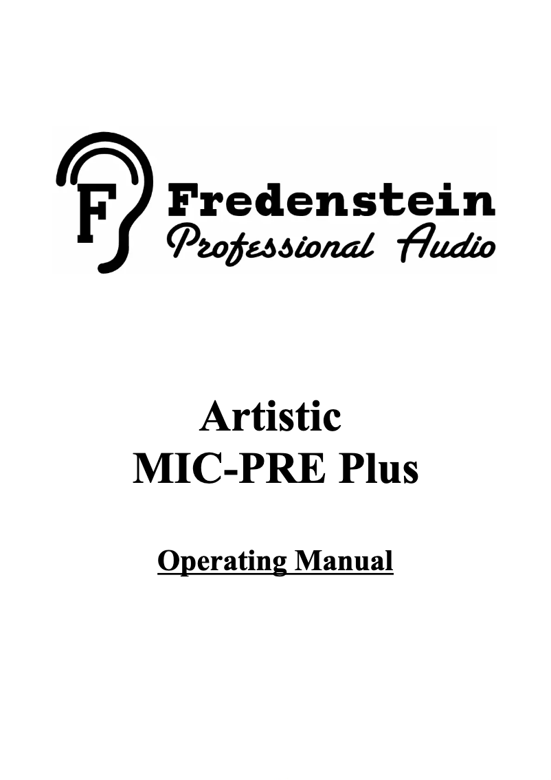 Image de la première page du manuel de l'appareil Artistic MIC-PRE Plus