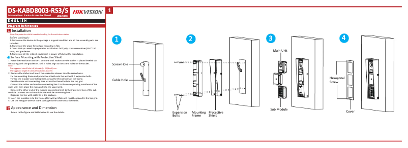 Page n°1 - Manuel utilisateur Hikvision DS-KABD8003-RS3/S