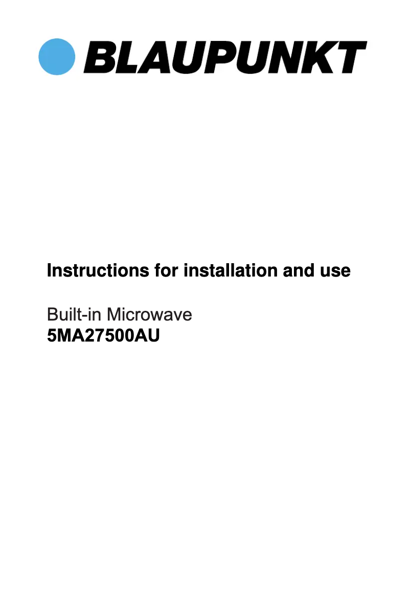 Página 1 del manual Manual de usuario Blaupunkt 5MA27500AU