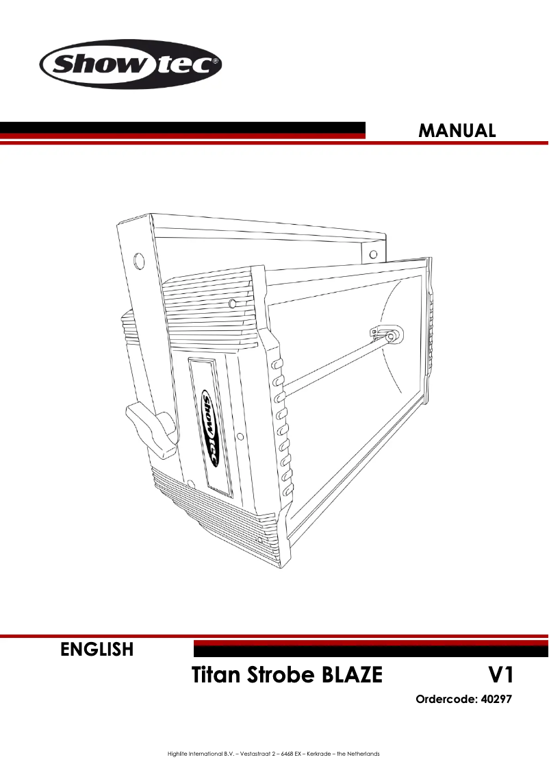 Page n°1 - Manuel utilisateur Showtec Titan Strobe BLAZE