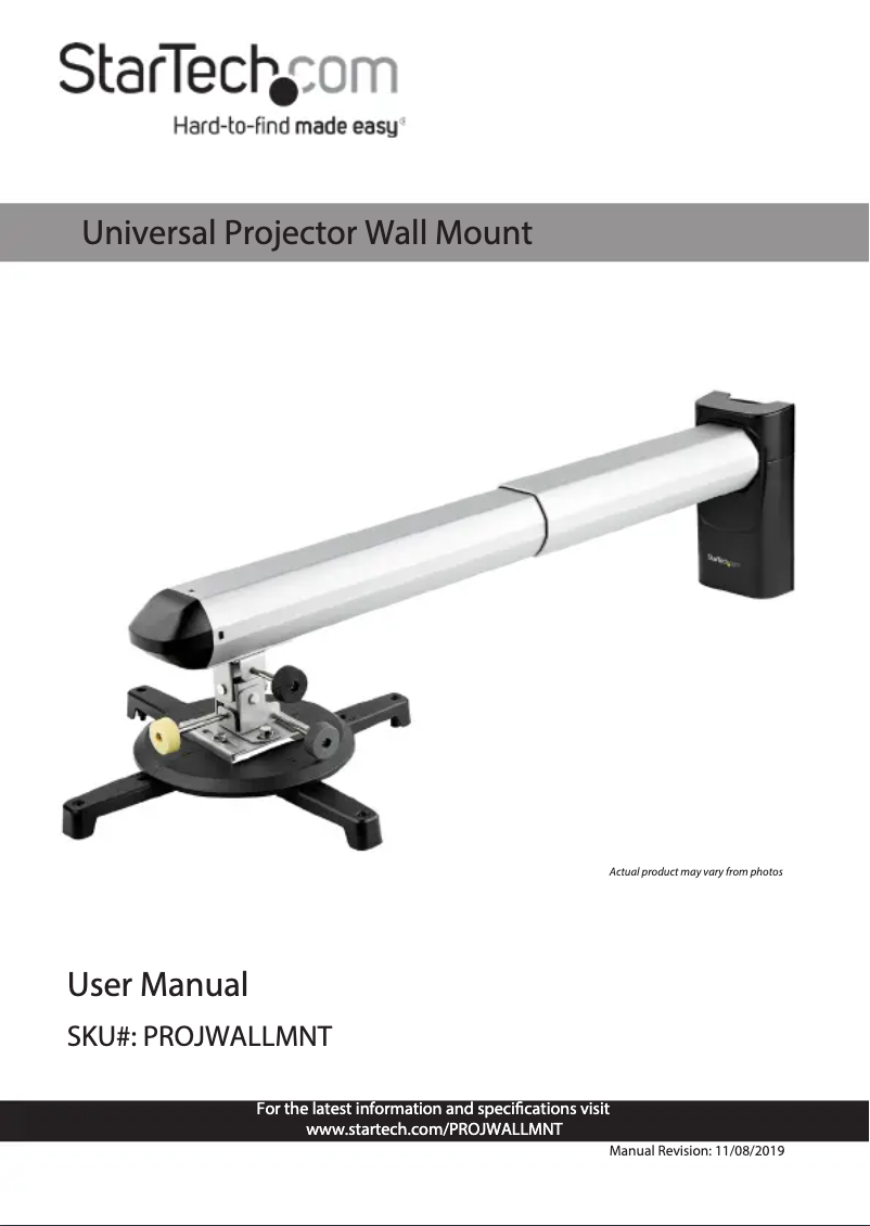 Image de la première page du manuel de l'appareil PROJWALLMNT