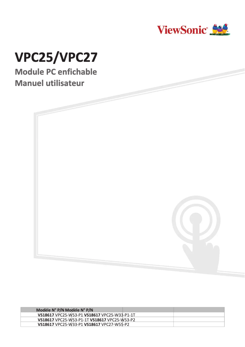 Page 1 de la notice Manuel utilisateur Viewsonic VPC27-W55-P2