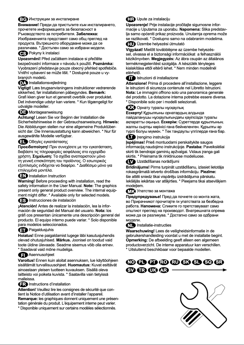 Page 1 de la notice Guide d'installation Electrolux SB316N
