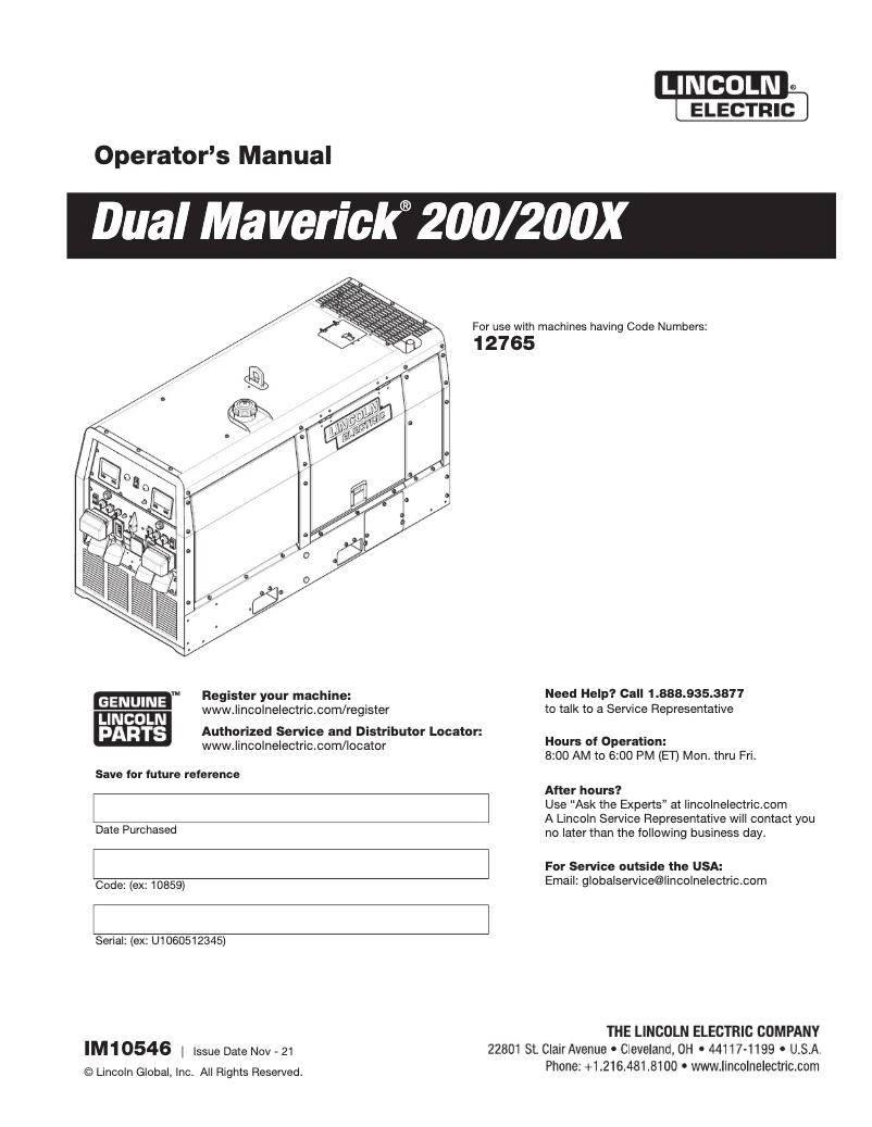 Página 1 del manual Manual de usuario Lincoln Electric Dual Maverick 200