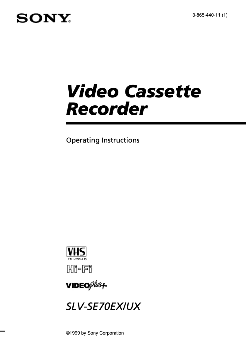 Image de la première page du manuel de l'appareil SLV-SE70EX