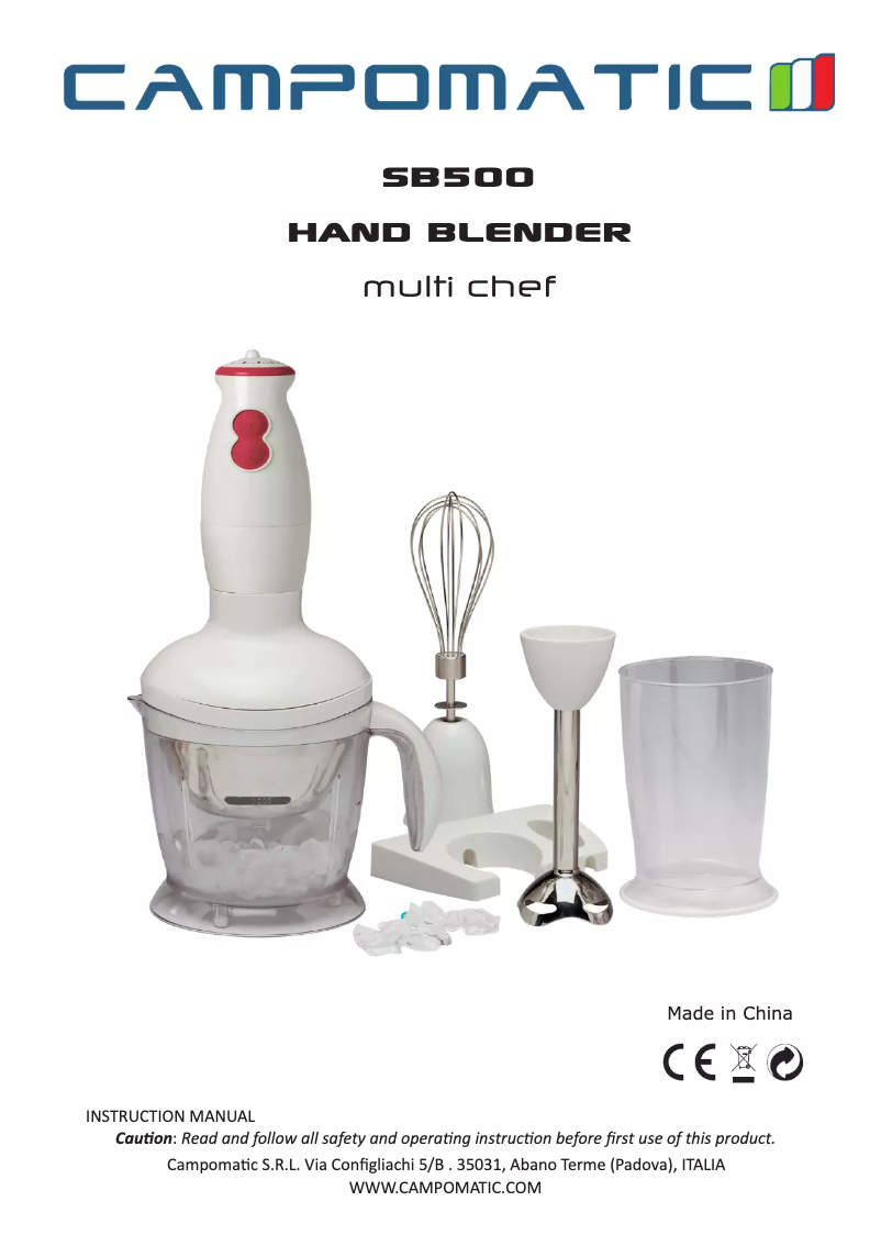 Page 1 de la notice Manuel utilisateur Campomatic SB500