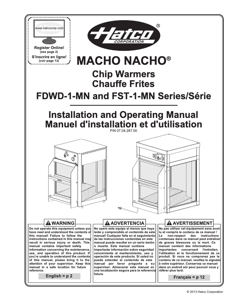 Image de la première page du manuel de l'appareil Macho Nacho FST-1-MN