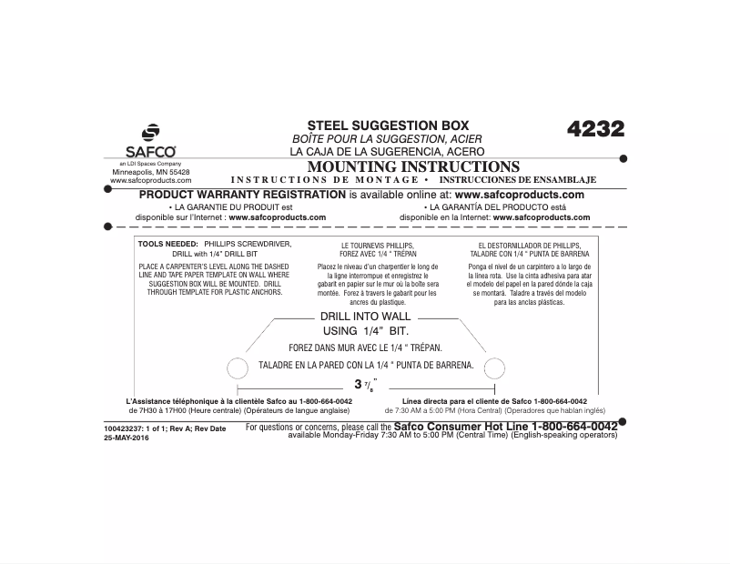 Page 1 de la notice Manuel utilisateur Safco 4232