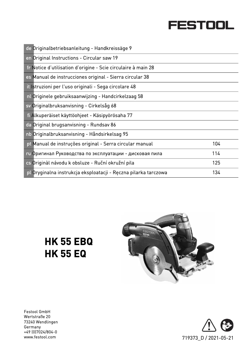 Página 1 del manual Manual de usuario Festool HK 55 EBQ-Plus