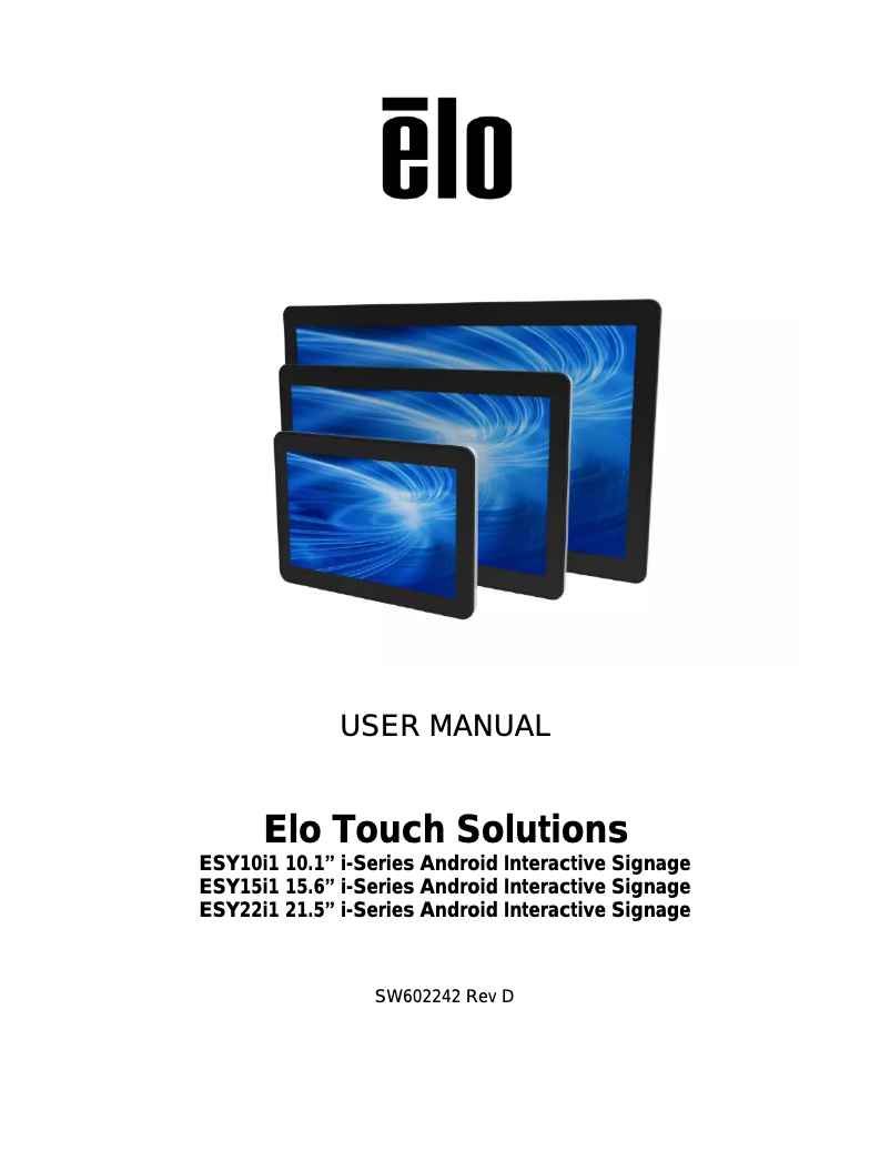 Page 1 de la notice Manuel utilisateur Elo I-Series E541994