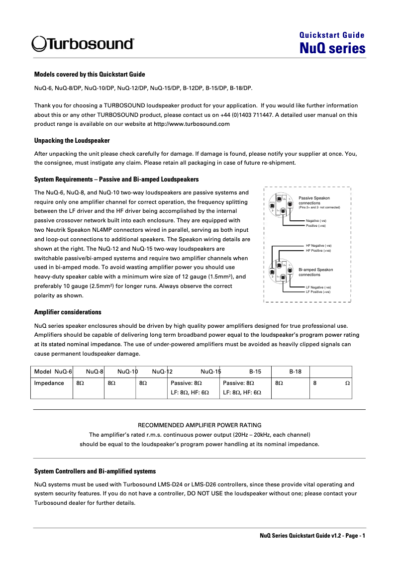 Página 1 del manual Manual de usuario Turbosound NuQ-15