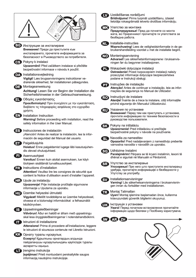 Page n°1 - Guide d'installation Electrolux WAGL4E400