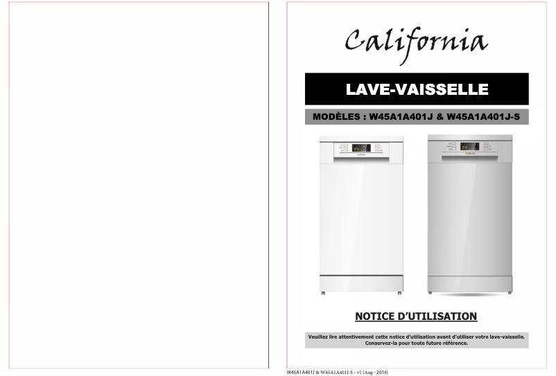 Image de la première page du manuel de l'appareil W45A1A401J