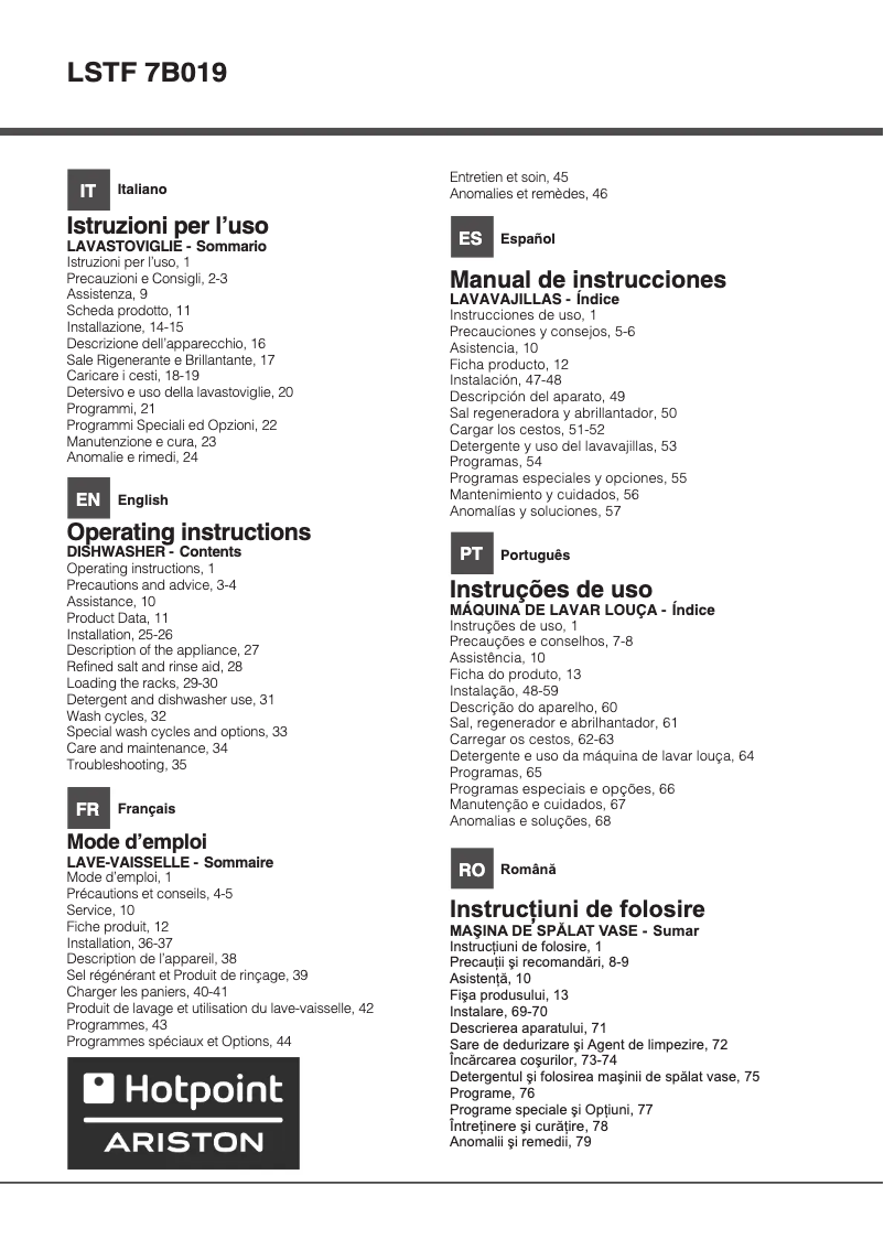 Image de la première page du manuel de l'appareil LSTF 7B019 EU