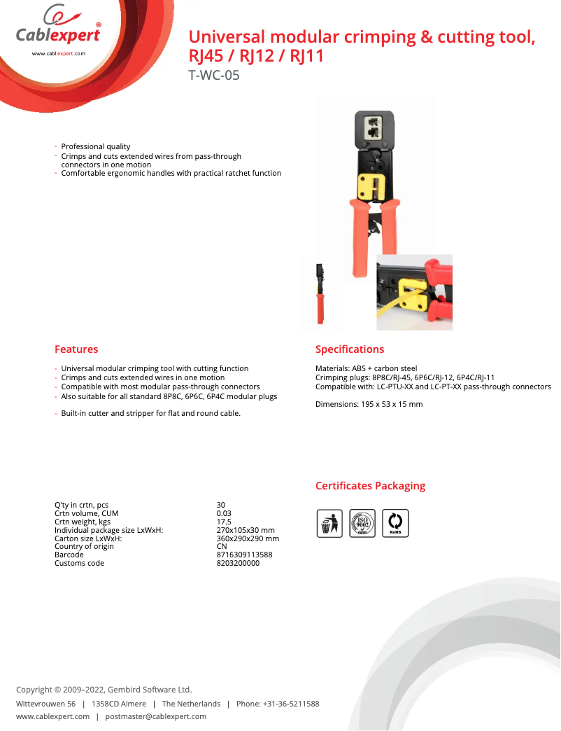Página 1 del manual Manual de usuario Gembird T-WC-05