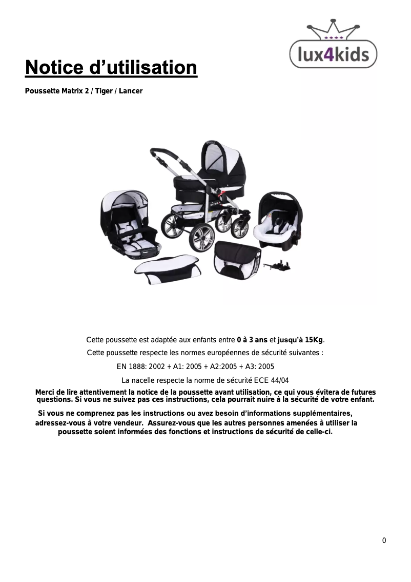 Page 1 de la notice Manuel utilisateur Lux4Kids Tiger