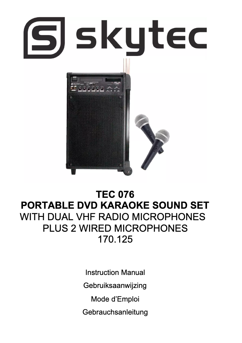 Page n°1 - Manuel utilisateur Skytec TEC 076