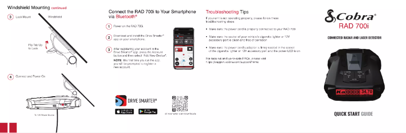 Page 1 de la notice Guide de démarrage rapide Cobra RAD 700i