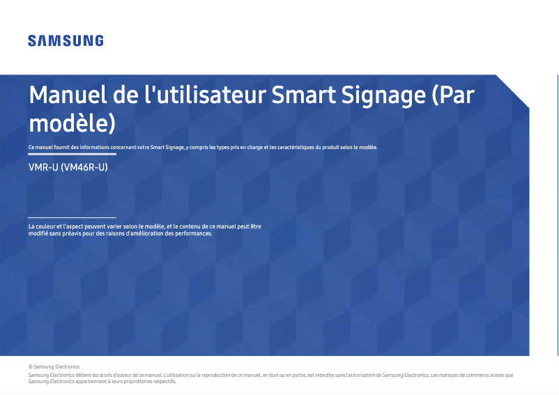 Page 1 de la notice Manuel utilisateur Samsung VM46R-U