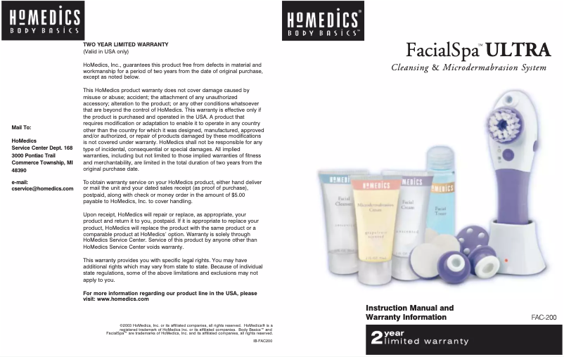 Image de la première page du manuel de l'appareil FAC-200