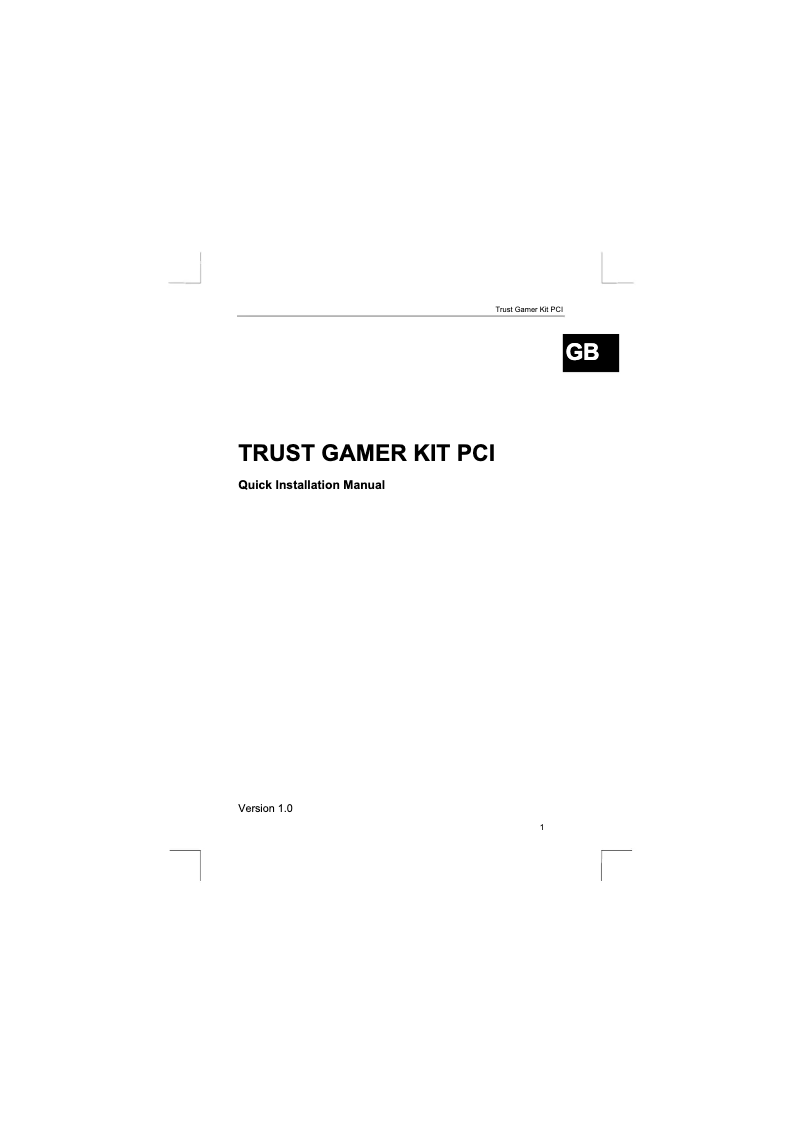 Page n°1 - Manuel utilisateur Trust Gamer Network Kit PCI