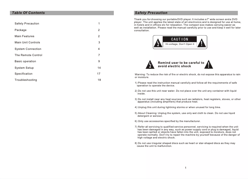 Image de la première page du manuel de l'appareil MDP 275