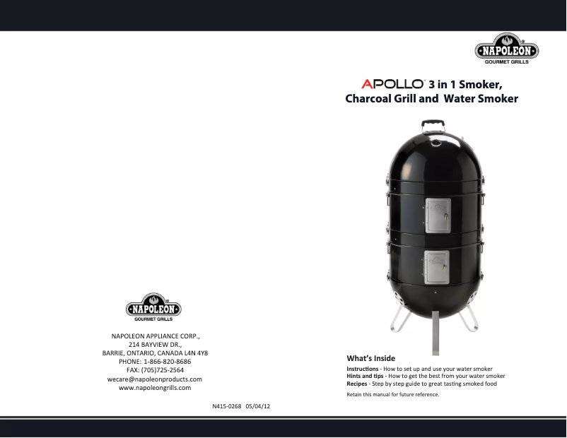 Page n°1 - Manuel utilisateur Napoleon Apollo 3 in 1