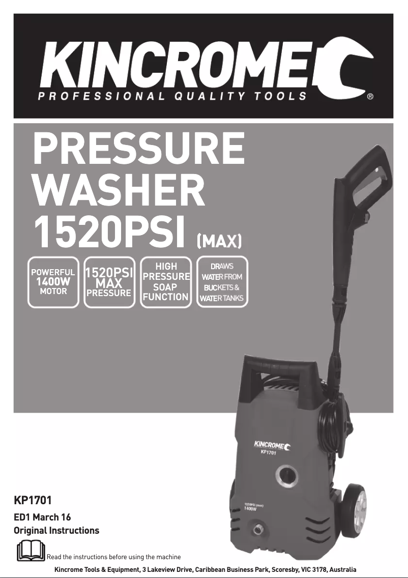 Page n°1 - Manuel utilisateur Kincrome KP1701