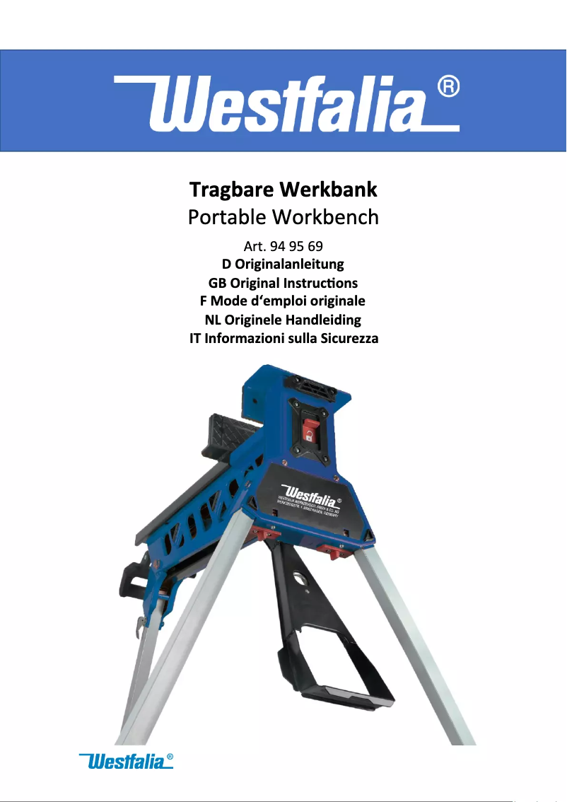 Page 1 de la notice Manuel utilisateur Westfalia 949569