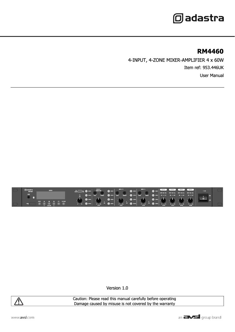 Página 1 del manual Manual de usuario Adastra RM4460