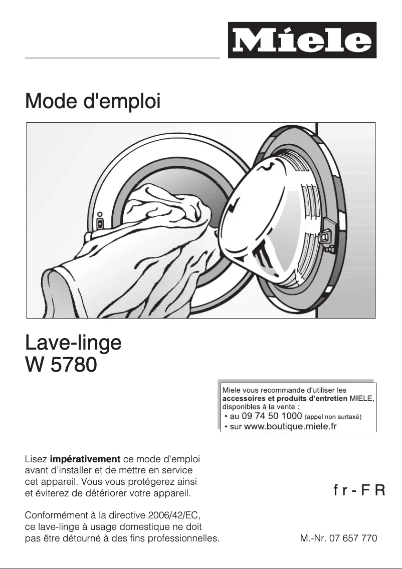 Page n°1 - Manuel utilisateur Miele W 5780