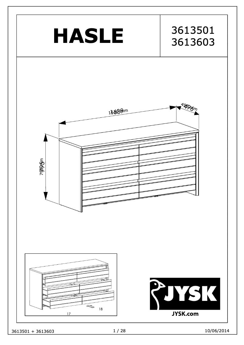 Page n°1 - Manuel utilisateur JYSK Hasle (164x80x50)