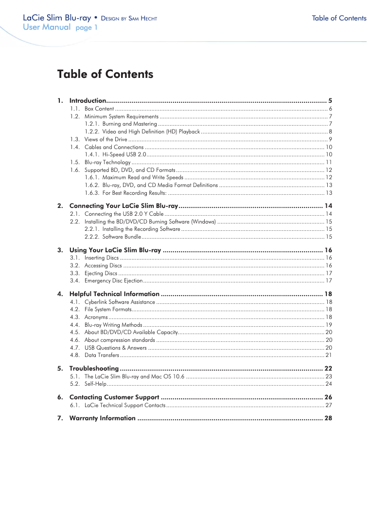 Página 1 del manual Manual de usuario LaCie Slim Blu-Ray