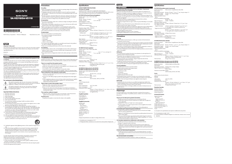 Image de la première page du manuel de l'appareil SA-VS110