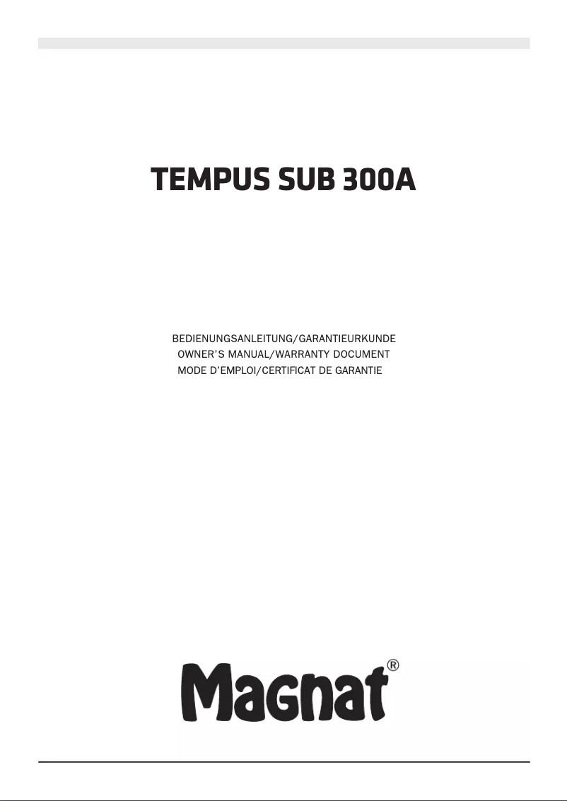 Page 1 de la notice Mode d'emploi Magnat Tempus Sub 300A