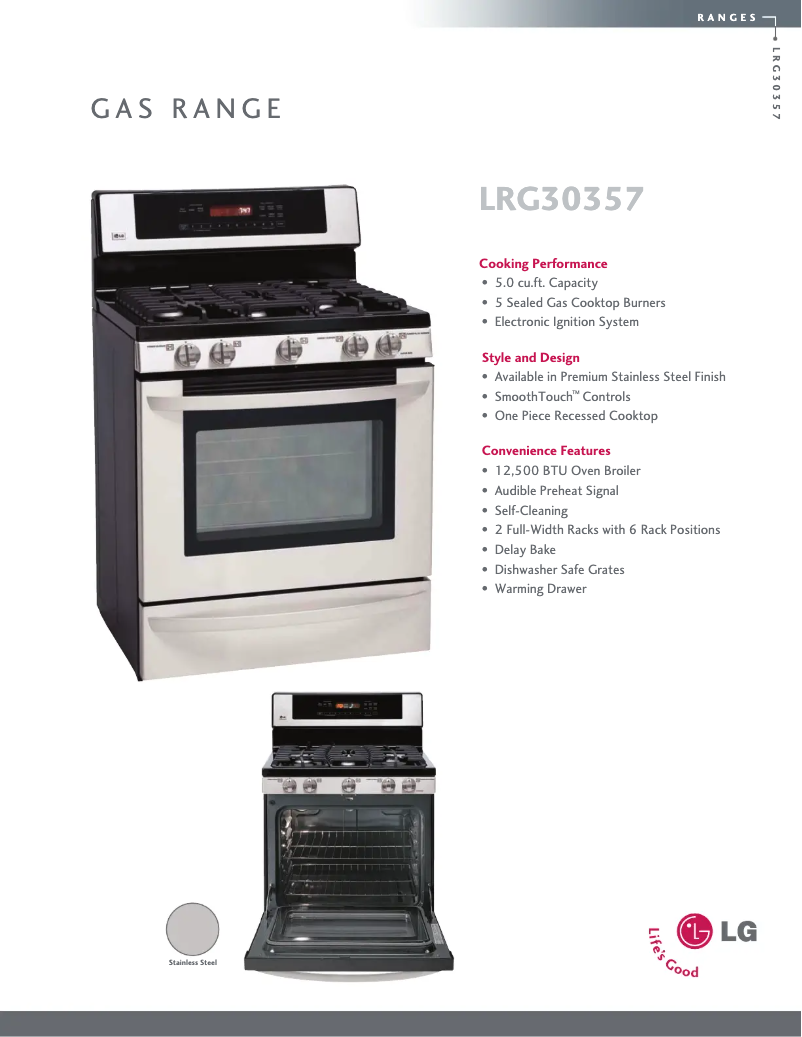 Página 1 del manual Ficha técnica LG LRG30357ST