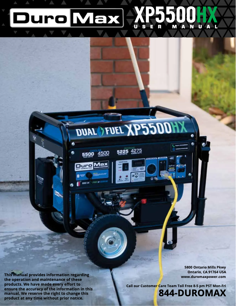 Page n°1 - Manuel utilisateur DuroMax XP5500HX