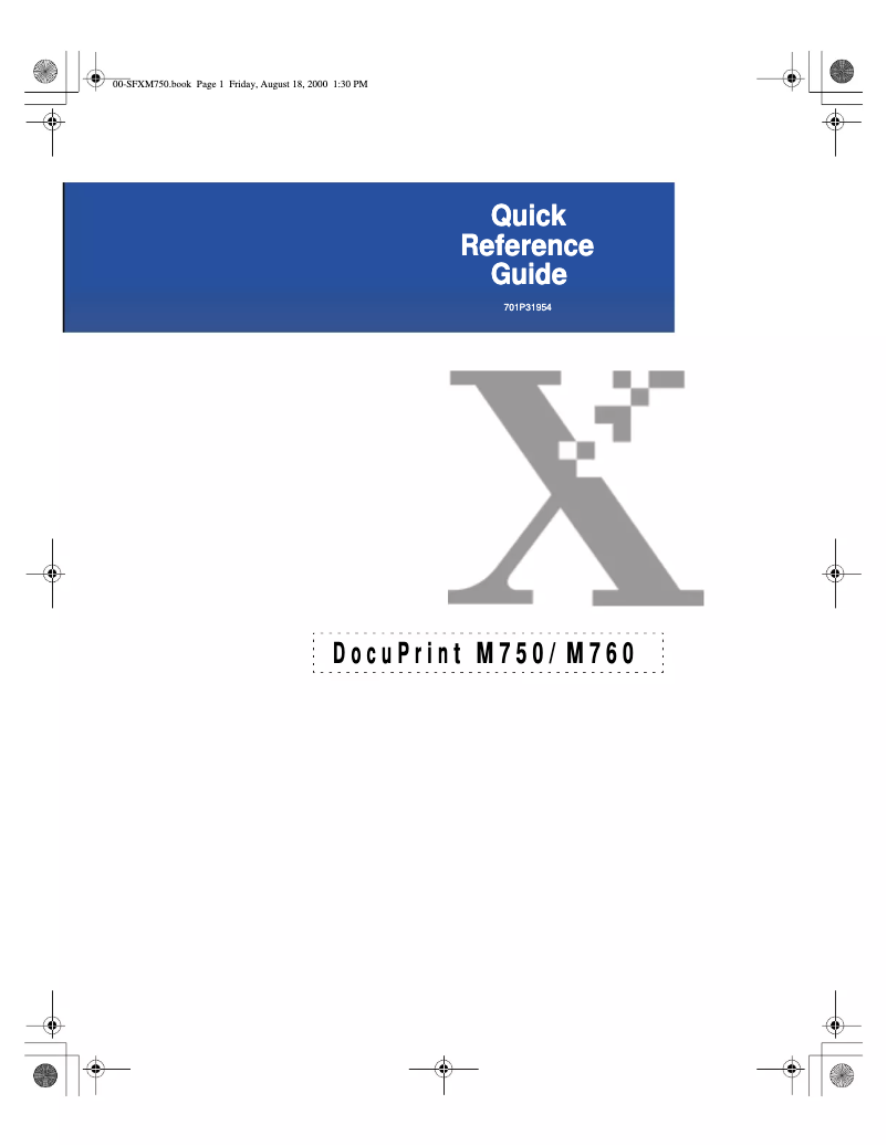 Page 1 de la notice Manuel utilisateur Xerox DocuPrint M750