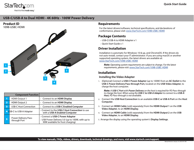 Image de la première page du manuel de l'appareil 109B-USBC-HDMI