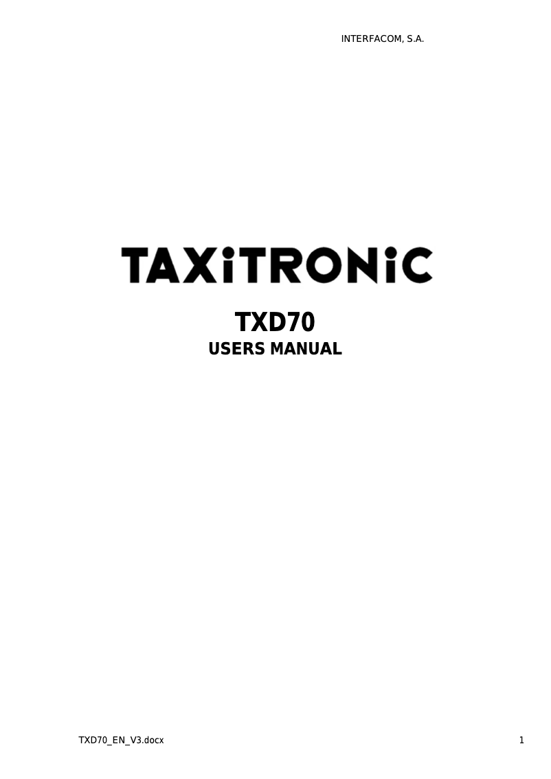Página 1 del manual Manual de usuario Taxitronic TXD70