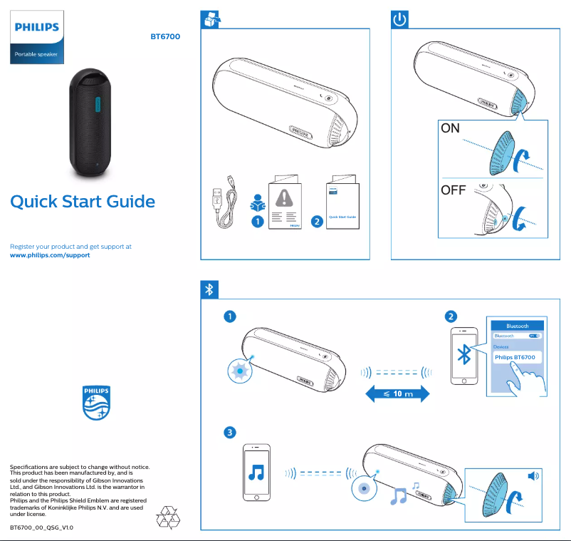 Page 1 de la notice Guide de démarrage rapide Philips BT6700B