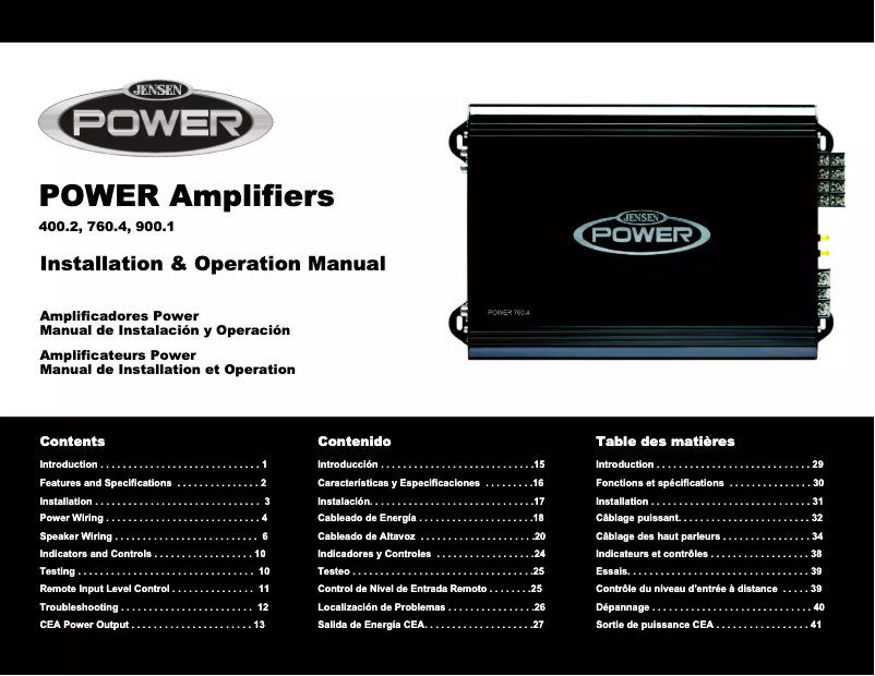 Page n°1 - Manuel utilisateur Jensen Power 760.4